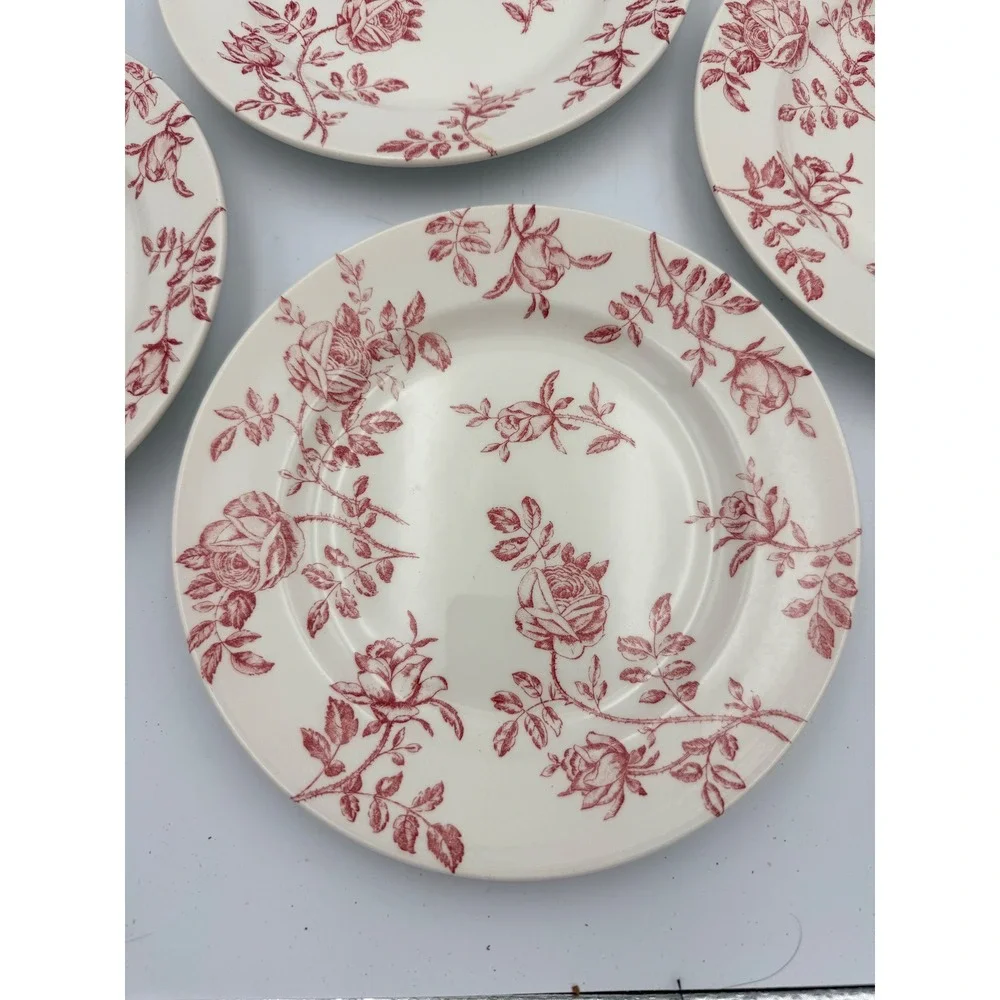 Churchill Antique Rose Pink Salad Plates Set of 6 Vintage Made in England 8